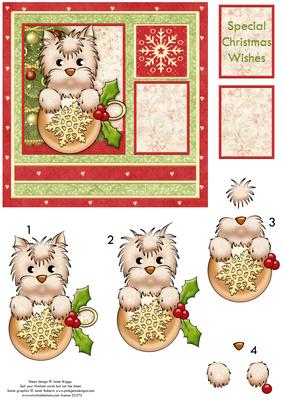 Christmas Westie with Bauble Card Topper & Decoupage