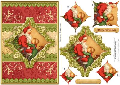 Visit from Santa Christmas Card Topper & Diamond Pyramage