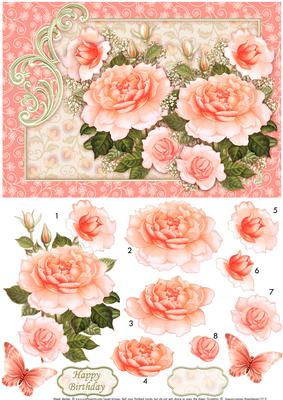 Peach Roses Card Topper & Decoupage