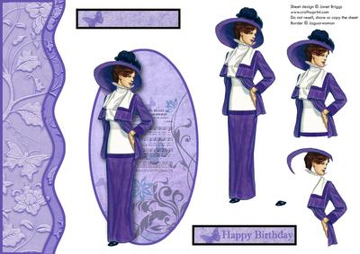 Vintage Lady in Lilac Topper Decoupage