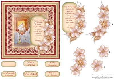 Christmas Floral Tag & Nativity Card Topper & Decoupage