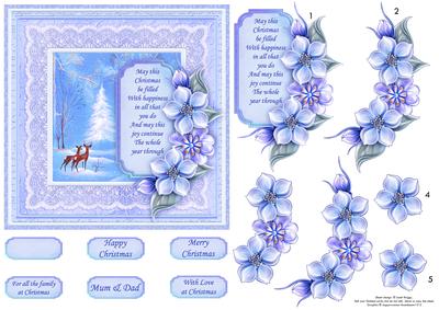 Christmas Floral Tag & Woodland Deer Card Topper & Decoupage