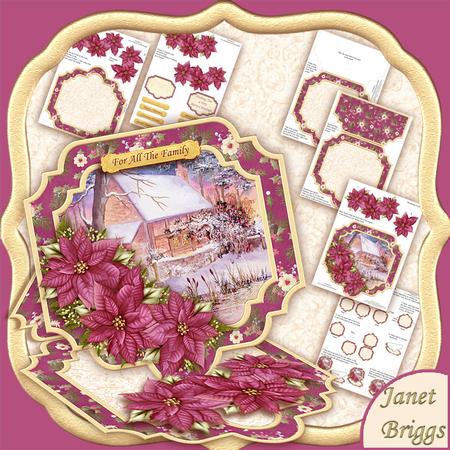 Christmas Winter Cottage Large Easel Card Kit 7.5"
