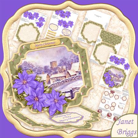 Cotswold Village in Winter Large Easel Card Kit 7.5"