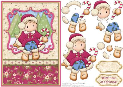 Christmas Chloe with Candy Cane Card Topper & Decoupage
