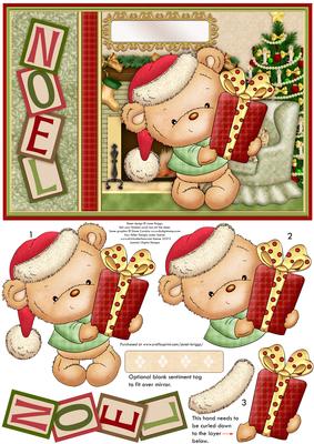 Ted's Christmas Card Topper & Decoupage