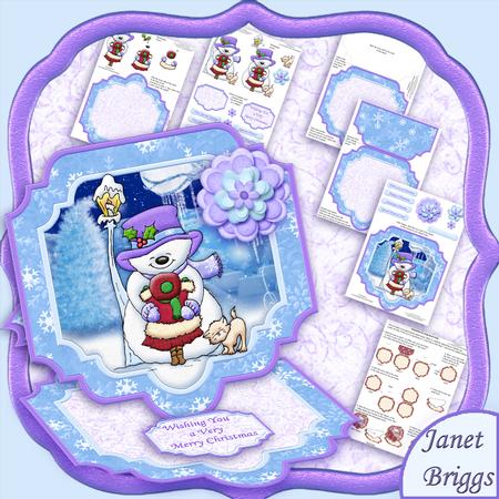 Hugging Snowman Christmas Large Easel Card Kit 7.5"