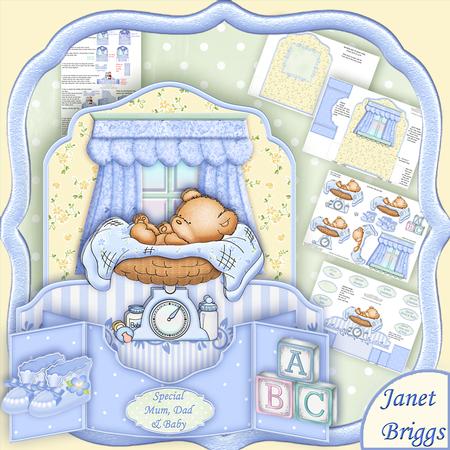 New Baby Boy 3D Pop Up Card Kit & Decoupage
