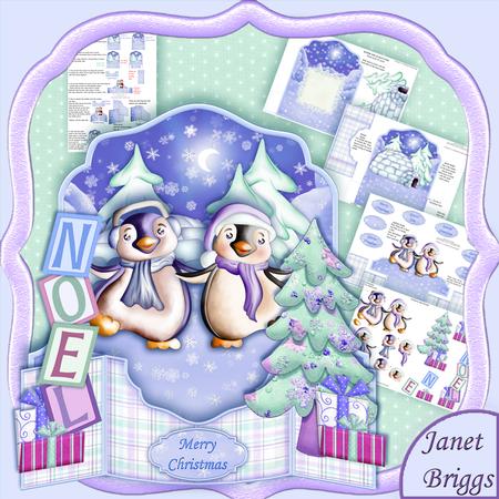 Dancing Penguins 3D Pop Up Card Kit & Decoupage