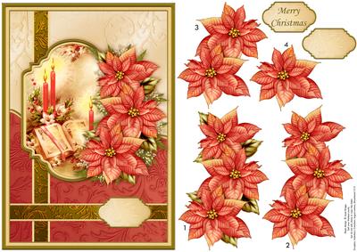 Poinsettia & Candles Christmas Card Topper & Decoupage