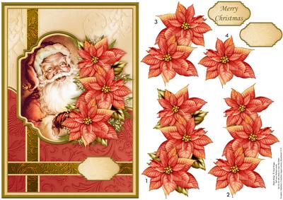 Jolly Santa Vintage Christmas Card Topper & Decoupage