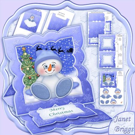 Snow Baby Blue Christmas Easel Card Kit & Decoupage
