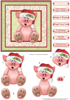 Happy Piggin Christmas Card Topper & Decoupage