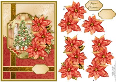 Christmas Tree & Poinsettia Card Topper & Decoupage
