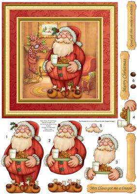 Santa in His Onesie Christmas Card Topper & Decoupage