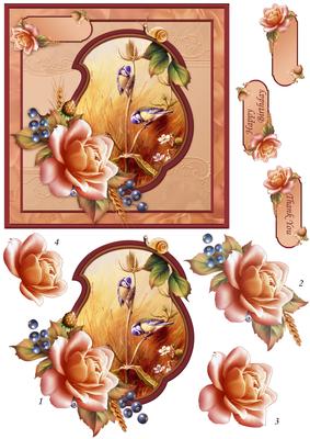 Blue Tits in Autumn Card Topper & Decoupage