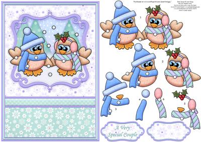 Christmas Robin Couple Card Topper & Decoupage