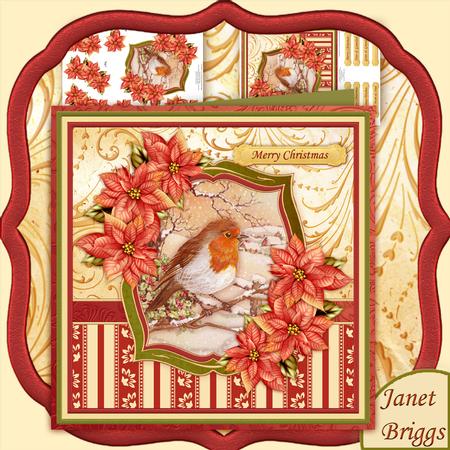 Robin & Poinsettia 8x8 Mini Kit with Decoupage