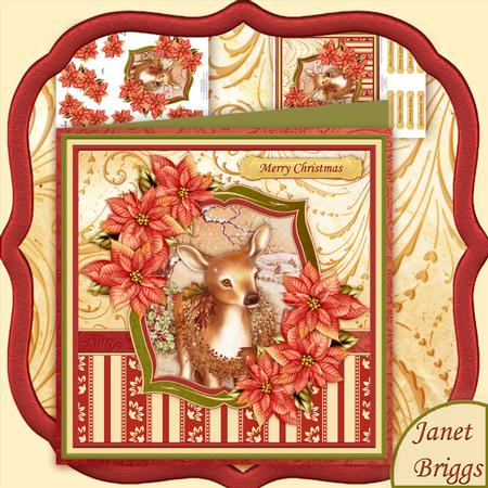 Christmas Fawn 8x8 Mini Kit with Decoupage