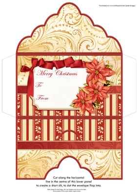 Pretty Poinsettia Christmas Money Wallet Envelope