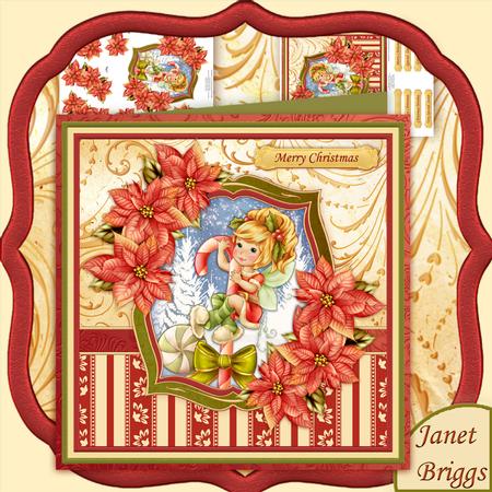 Christmas Candy Cane Fairy 8x8 Mini Kit with Decoupage