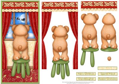 Ted Waiting for Santa Dl or Trifold Topper