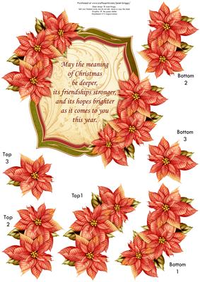 Christmas Poinsettia & Verse Card Topper & Decoupage
