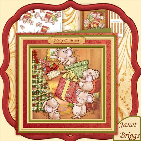 Christmas Tipsy Topsy Mice 8x8 Mini Kit & Decoupage