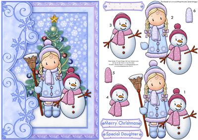 Chloe & Snowman Christmas Card Topper & Decoupage