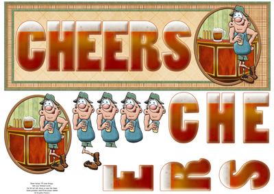Beer Cheers at the Pub Large Dl with Decoupage