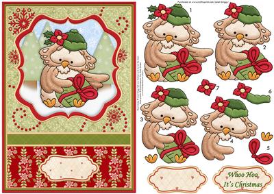 Whoo Hoo It's Christmas Card Topper & Decoupage