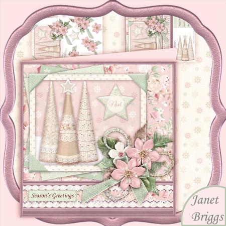 Lace Christmas Trees 8x8 Mini Kit & Decoupage