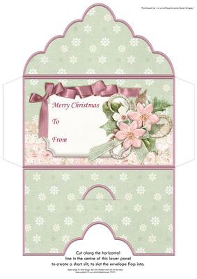 Christmas Money Wallet Shabby Chic Florals