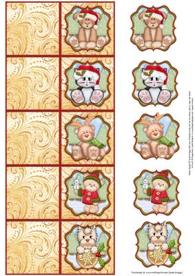 Cute Christmas Gift Tags in Gold & Red