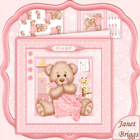 New Baby Girl Baby Blanket 8x8 Mini Kit & Decoupage