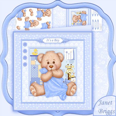 New Baby Boy Baby Blanket 8x8 Mini Kit & Decoupage