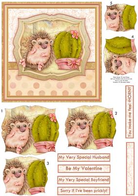 Hedgehog in Love Valentine Card Topper & Pyramage