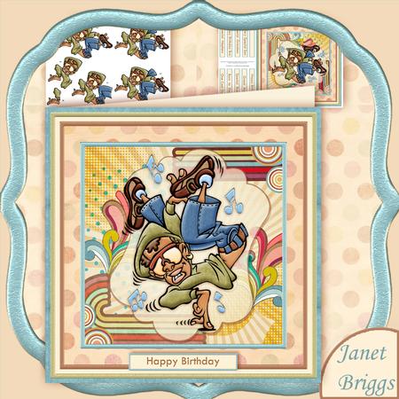 Hip Hop Break Dancer 2 8x8 Mini Kit & Decoupage