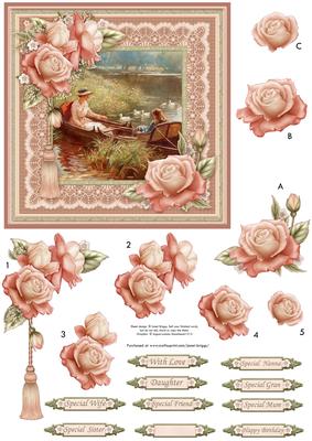 The Boating Lake & Roses Card Topper & Decoupage