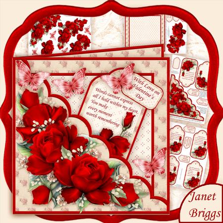 Square Scallop Pocket Red Roses Mini Kit All Occasions