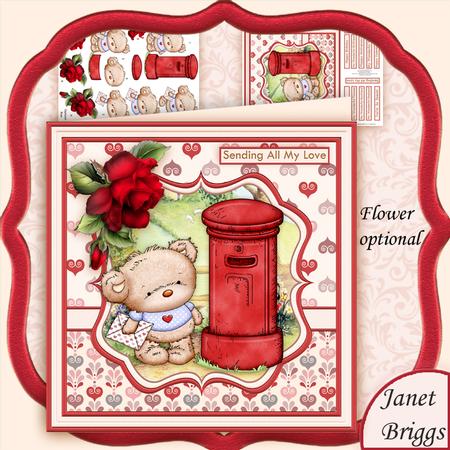 Sending Teds Love 8x8 Mini Kit & Decoupage Optional Flower
