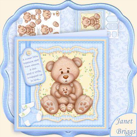 New Baby Boy Mummy N Me 8x8 Mini Kit & Decoupage