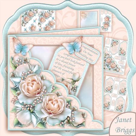 Square Scallop Pocket Pastel Roses 2 Mini Kit All Occasions