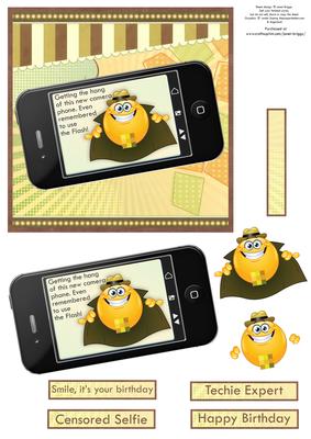 Censored Selfie Humorous Smart Phone Quick Card