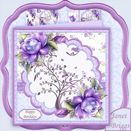 Birds in Tree & Roses 8x8 Mini Kit & Decoupage