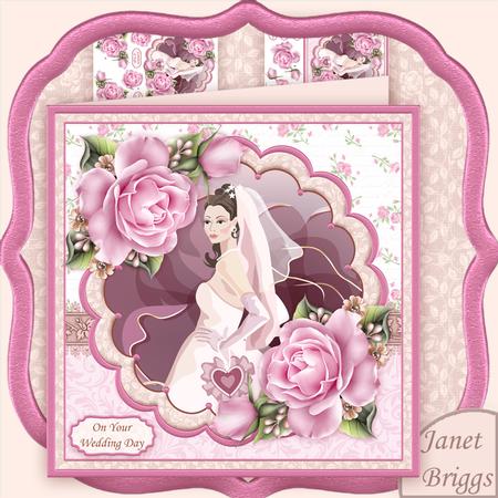 Stylish Bride & Roses Wedding 8x8 Mini Kit & Decoupage