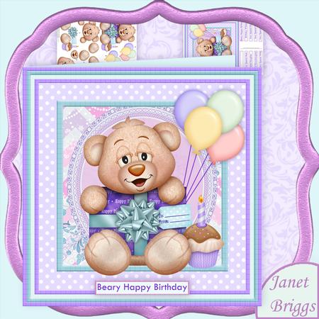Birthday Bear 8x8 Mini Kit & Decoupage