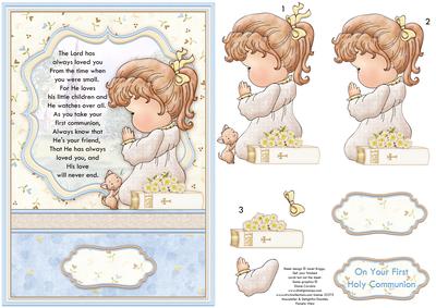 Communion Girl Prayer Card Topper & Decoupage