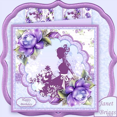 Stylized Lady & Bouquet 8x8 Floral Mini Kit & Decoupage