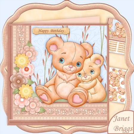 Mummy Bear 7.5x7.5 Decoupage Mini Kit